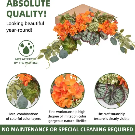 28" Eucalyptus Swag with Hydrangea & Begonia Leaves (Orange) {6}