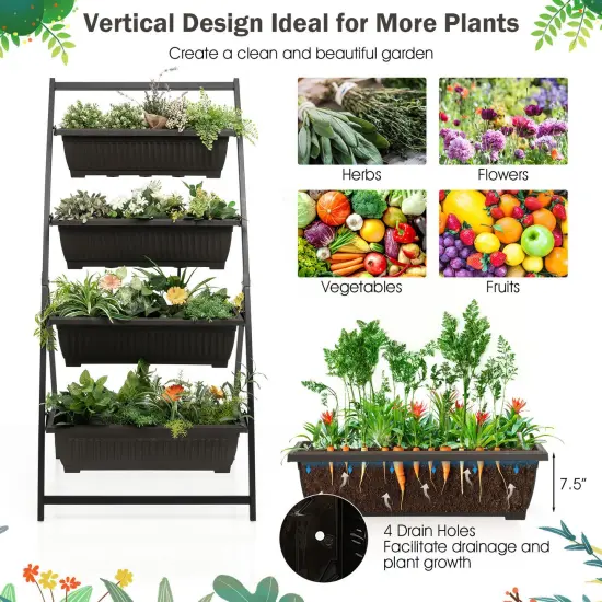 4-tier Vertical Raised Garden Bed With 4 Containers And Drainage Holes-M {5}