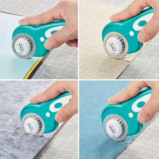 45mm Rotary Cutter with 5pcs Extra Blades, Ergonomic Handle Rolling Cutter with Safety Lock for Fabric, Leather, Crafting, Sewing, Quilting, Fabric Rotary Cutter Perfect for Left & Right Hand (Green) {5}