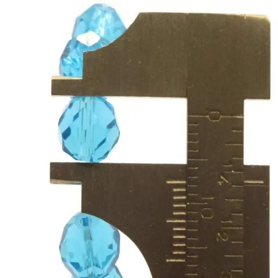 33 10mm x 8mm Sky Blue Faceted Rondelle Glass Beads {6}