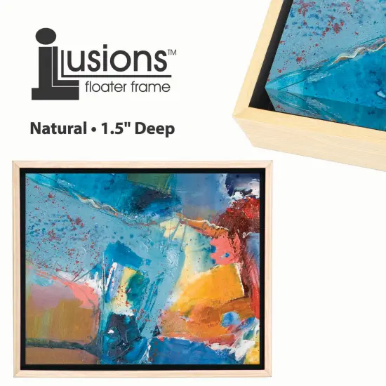 Creative Mark Illusions Floater Canvas Frame, Natural, 1-1/2 in - Pack of 6, Ideal for Galleries, Artists & Professionals, Frames for Canvas Paintings, Complete Hanging Hardware {4}