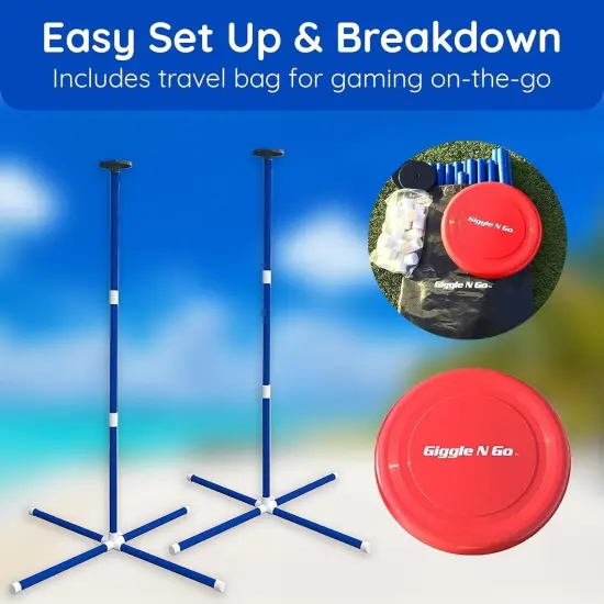 Yard Games for Adults and Kids - Outdoor Polish Horseshoes Game Set for Backyard and Lawn with Frisbee, Bottle Stands, Poles and Storage Bag﻿, Easter Basket Stuffers Gifts for Kids. {4}