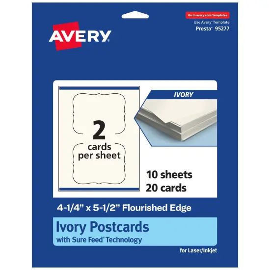 Avery 4-1/4" x 5-1/2" Rectangle Flourished Edge, Matte Ivory Postcards {7}