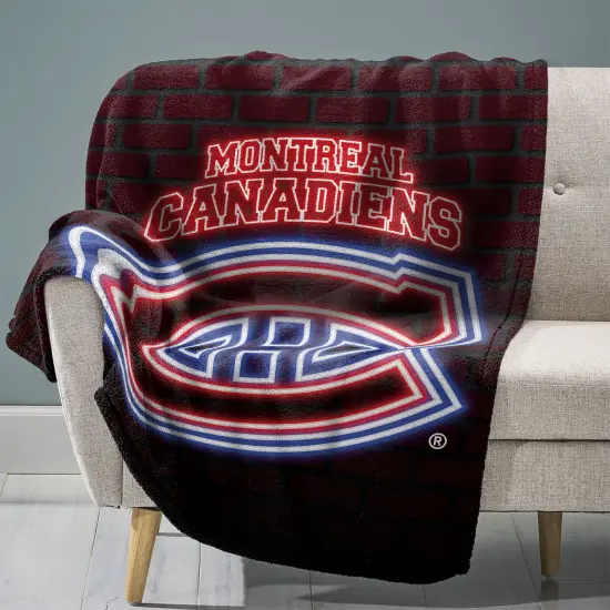Sleep Squad Montreal Canadiens Neon 60&rdquo; x 80&rdquo; Raschel Plush Blanket {1}