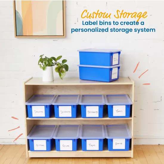 Cubby Storage Bin with Lid, Multipurpose Organization, 10-Pack Blue {4}