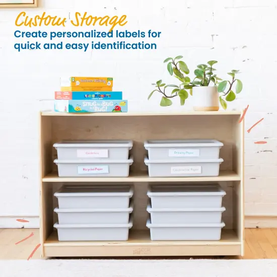 Letter Size Tray with Lid, Storage Bin, 10-Piece Light Grey {4}