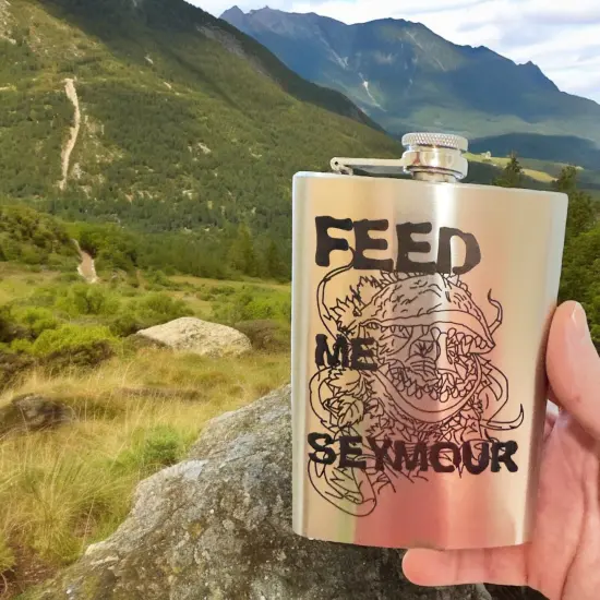8oz Feed Me Seymour Stainless Steel Flask {2}