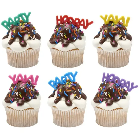 Mini Bright Balloon Words Cupcake Layon 12ct {2}