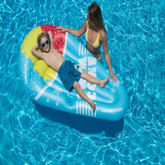 Swim Central Inflatable Swim Snow Cone Pool Mattress - 11" Blue {6}