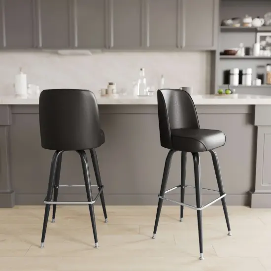 Emma and Oliver 2 Pack Metal Barstool with Swivel Bucket Seat Gray {7}