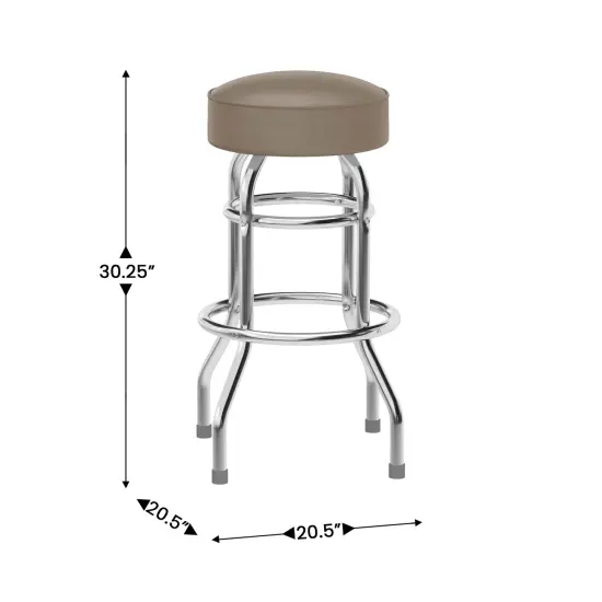 Emma and Oliver Retro Backless Double Ring Chrome Restaurant Dining Barstool Dark Brown {11}