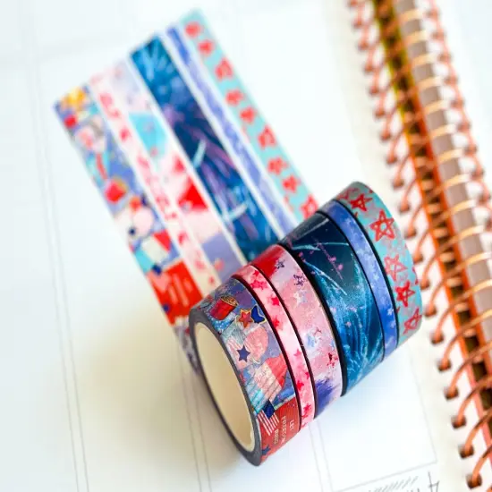 4th Of July Red White & Blue BBQ Party Stars Stripes Washi Tape Set July 2024 - W111 {2}