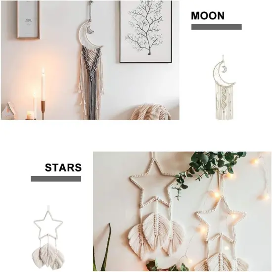 20 Pcs Moon Star Dream Catcher Metal Hoop Rings Circle Macrame for DIY Craft Dream Catcher Making Home Wall Hanging Projects Wreath Decoration {7}
