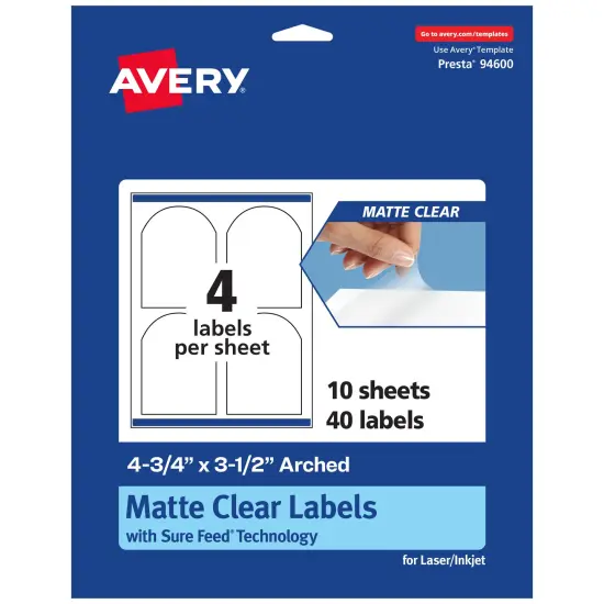 Avery Matte Clear Labels,4-3/4" x 3-1/2" Arched {7}
