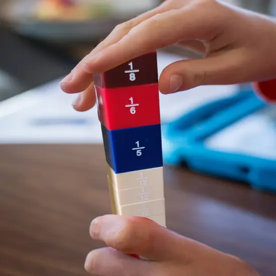 Carson Dellosa 51-Piece STAX Fraction Manipulatives Set, Math Cubes Manipulatives Covering 1/12 to Whole Numbers, Mathematics Homeschool and Classroom Must Haves {4}