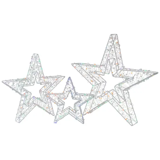 Northlight LED Lighted Multi-Function Outdoor Christmas Stars - 23" - Multicolor - Set of 3 White {5}