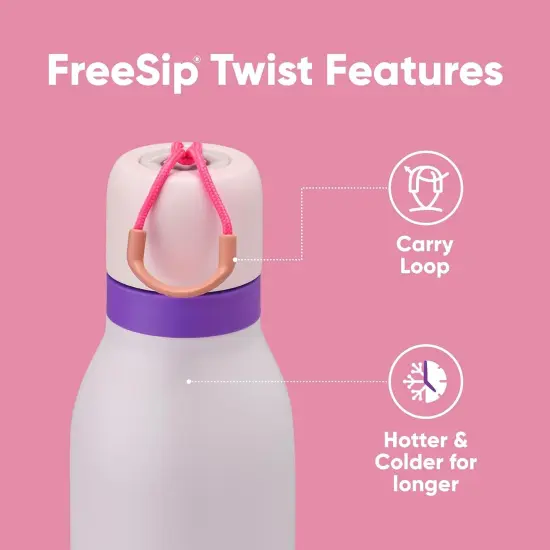 Freesip Twist Insulated Stainless Steel Water Bottle with Straw for Sports and Travel, Bpa-Free, 24-Oz, Pink/Purple (Dreamy Field) Foggy Tide {3}