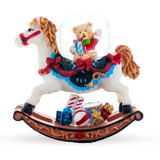Teddy Bears' Rocking Horse Christmas Water Snow Globe {1}