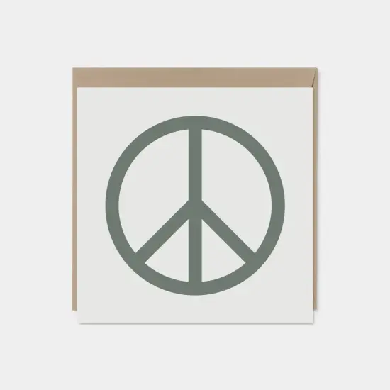 Gray Peace Sign Card, Square Peace Card, {1}