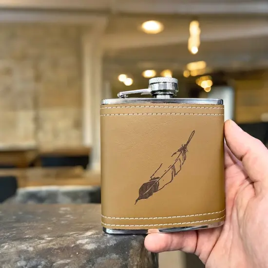 6oz Feather Leather Flask {5}