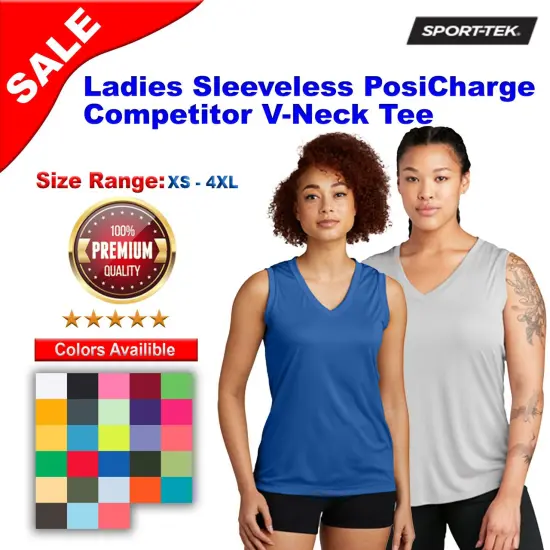 Sport-Tek&reg; Ladies Sleeveless PosiCharge Competitor V-Neck Tee True red {2}