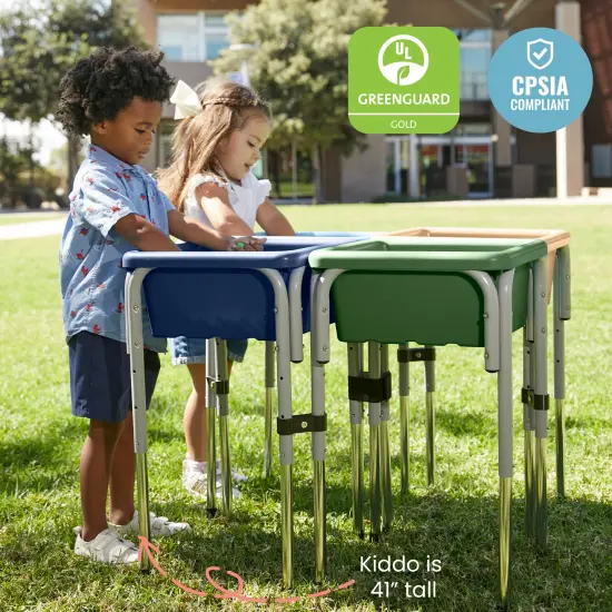 4-Station Sand and Water Adjustable Play Table, Sensory Bins Earthtone {6}