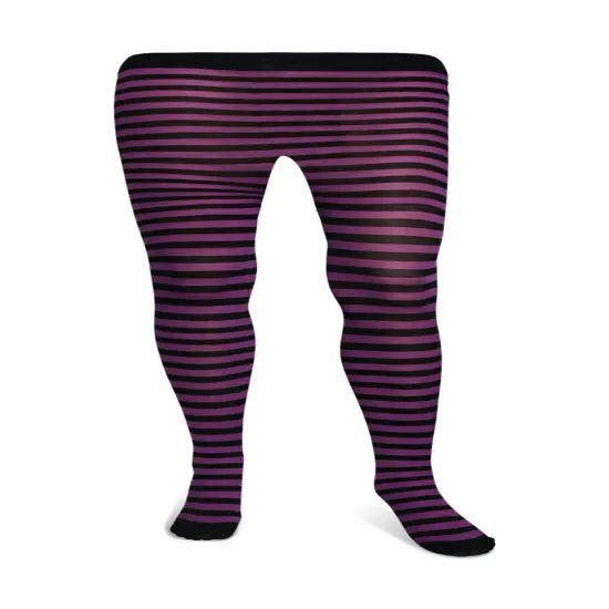 Black and Purple Tights - Striped Nylon Stretch Pantyhose Stocking Accessories for Every Day Attire and Costumes for Teens and Children {1}