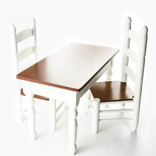 The Queen's Treasures 18 In Doll Fully Wooden Kitchen Table And Two Chairs {4}