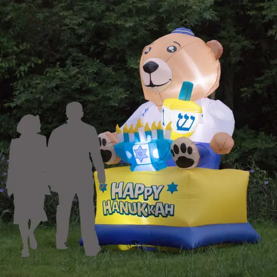 Giant Hanukkah Inflatable Bear - Yard Decor with Built-in Bulbs, Tie-Down Points, and Powerful Built in Fan {5}
