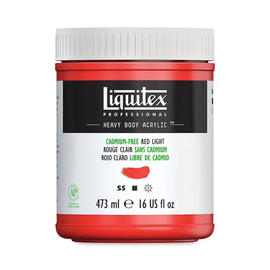 Liquitex Heavy Body Artist Acrylics - Cadmium-Free Red Light, 16 oz Jar {1}