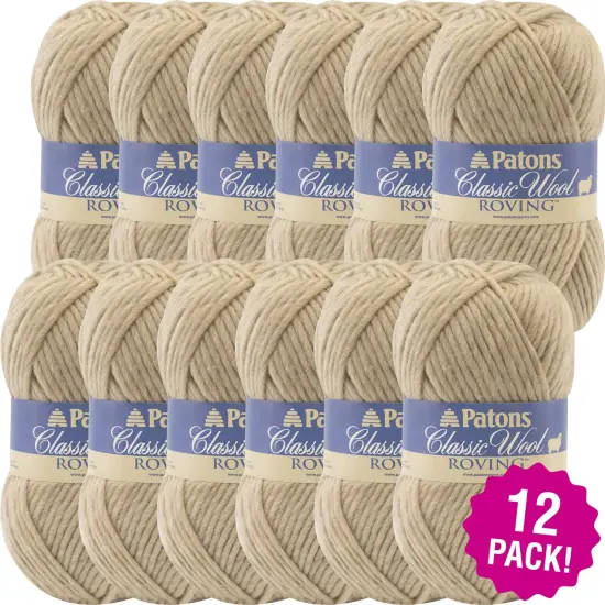 Multipack of 12 - Patons Classic Wool Roving Yarn-Natural {1}