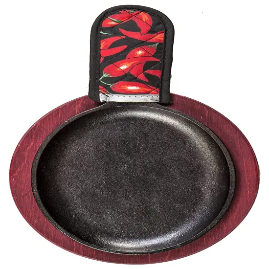 Lodge Logic LFSR3 Pre-Seasoned Cast Iron Fajita Grill and Hot Handle Holder Set {3}