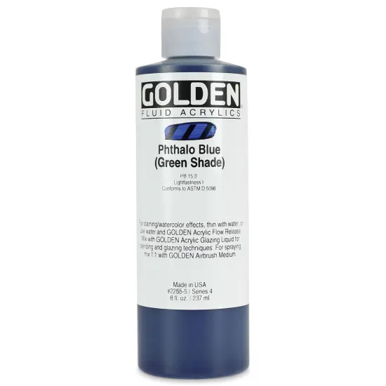 Golden Fluid Acrylics - Phthalo Blue (Green Shade), 8 oz bottle {1}