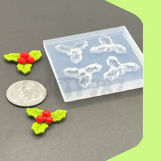 Mistletoe 3D Silicone Mold, Resin Earring Mold (A14) {4}