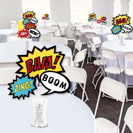 Big Dot of Happiness Bam Superhero - Baby Shower or Birthday Party Centerpiece Sticks - Showstopper Table Toppers - 35 Pieces {3}