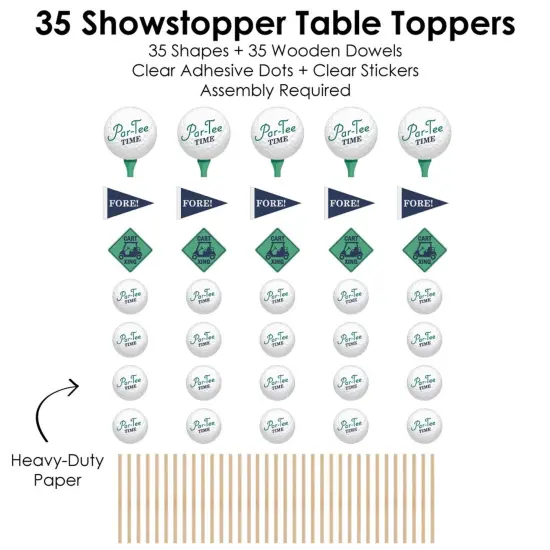 Big Dot of Happiness Par-Tee Time - Golf - Birthday or Retirement Party Centerpiece Sticks - Showstopper Table Toppers - 35 Pieces {7}