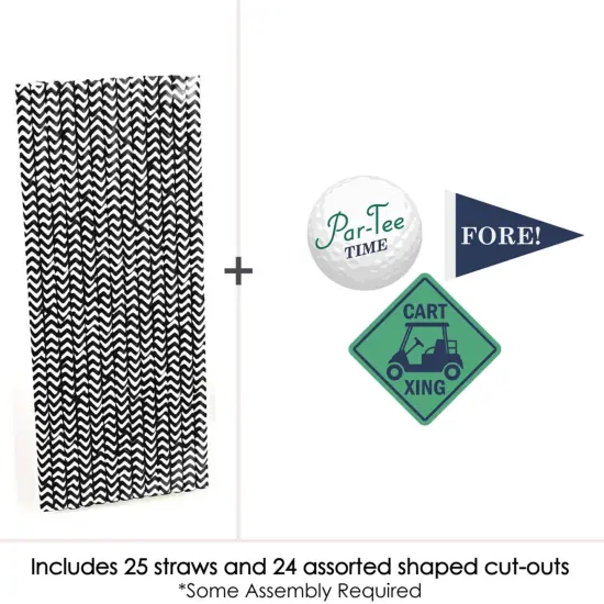 Big Dot of Happiness Par-Tee Time - Golf - Paper Straw Decor - Baby Shower or Birthday Party Striped Decorative Straws - Set of 24 {4}