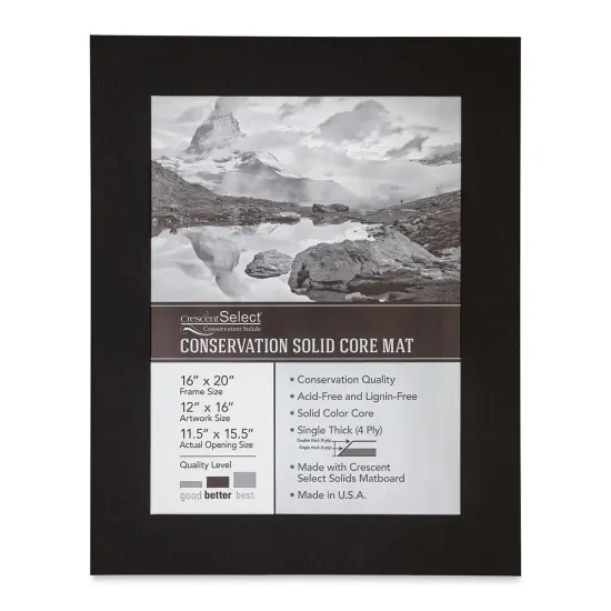 Crescent Select Conservation Solids Pre-Cut Mat - Deep Black, 4 ply, 16" x 20" {1}