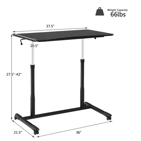 Goplus Height Adjustable Computer Desk Sit to Stand Rolling Notebook Table Black {2}