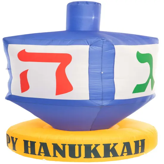 Giant Hanukkah Inflatable Dreidel - Yard Decor with Built-in Bulbs, Tie-Down Points, and Powerful Built in Fan {4}
