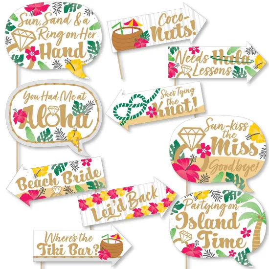 Big Dot of Happiness Funny Last Luau - Tropical Bachelorette Party and Bridal Shower Photo Booth Props Kit - 10 Piece {1}