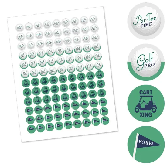 Big Dot of Happiness Par-Tee Time - Golf - Birthday or Retirement Party Round Candy Sticker Favors - Labels Fits Chocolate Candy (1 sheet of 108) {3}