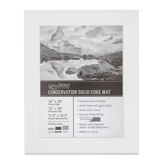 Crescent Select Conservation Solids Pre-Cut Mat - Vivid White, 8 ply, 16" x 20" {1}