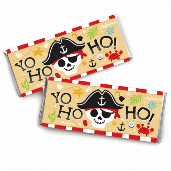 Big Dot of Happiness Pirate Ship Adventures - Candy Bar Wrapper Skull Birthday Party Favors - Set of 24 {1}