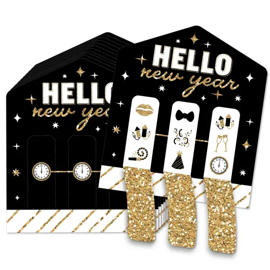 Big Dot of Happiness Hello New Year - NYE Party Game Pickle Cards - Pull Tabs 3-in-a-Row - Set of 12 {1}