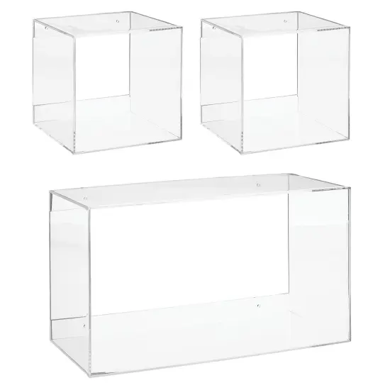 mDesign Acrylic Floating Wall Mount Geometric Display Shelves, Set of 3 {5}