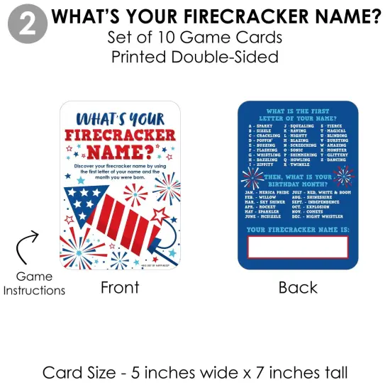 Big Dot of Happiness Firecracker 4th of July - 4 Red, White and Royal Blue Party Games - 10 Cards Each - Gamerific Bundle {7}