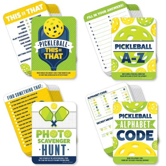 Big Dot of Happiness Let&rsquo;s Rally - Pickleball - 4 Birthday or Retirement Party Games - 10 Cards Each - Gamerific Bundle {1}