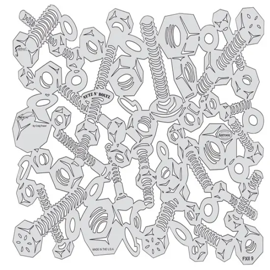 Iwata Artool Freehand Template - Kustom FX II Nutz N' Bolts {1}