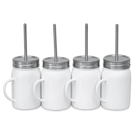 Craft Express Sublimation Printing Stainless Steel Mason Jars - 17 oz, White, Set of 4 {1}